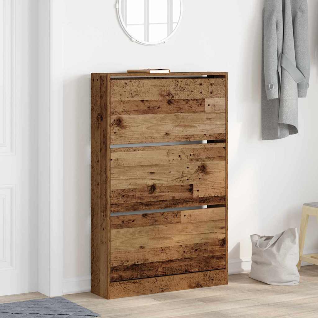 Skříň Na Obuv 80 X 21 X 125,5 Cm Kompozitní Dřevo Staré Dřevo