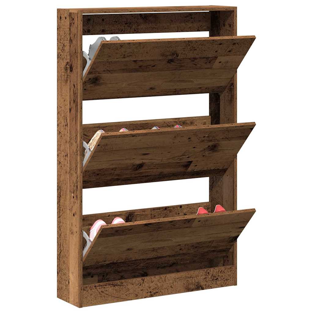 Skříň Na Obuv 80 X 21 X 125,5 Cm Kompozitní Dřevo Staré Dřevo