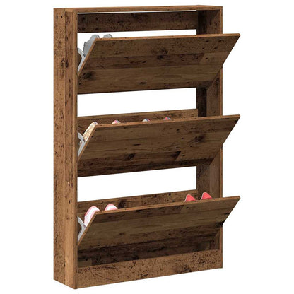 Skříň Na Obuv 80 X 21 X 125,5 Cm Kompozitní Dřevo Staré Dřevo