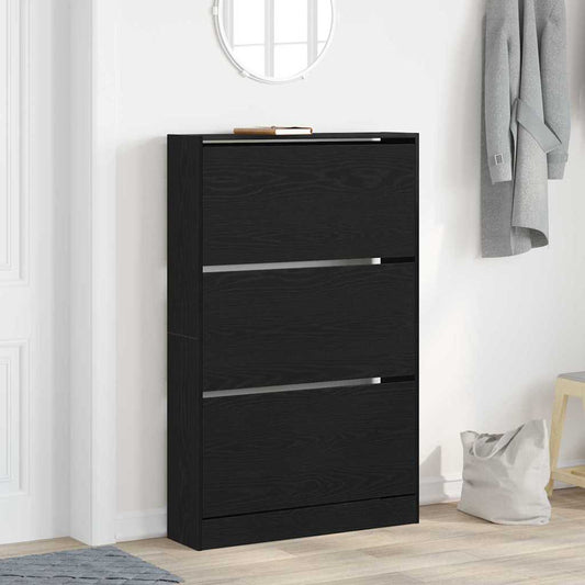 Skříň Na Obuv 80 X 21 X 125,5 Cm Kompozitní Dřevo Černý Dub