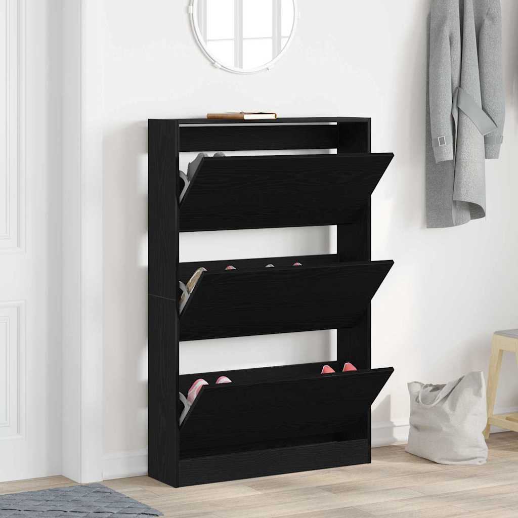 Skříň Na Obuv 80 X 21 X 125,5 Cm Kompozitní Dřevo Černý Dub