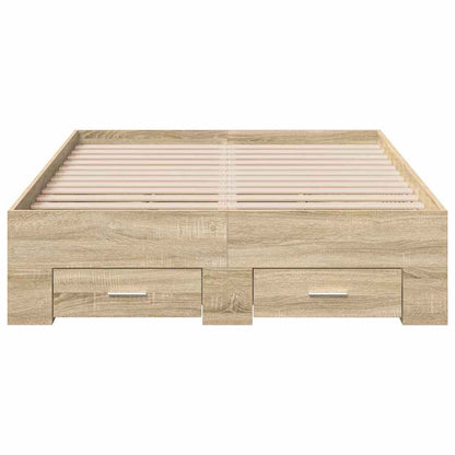 Rám Postele Se Zásuvkou Hnědá 120 X 200 Cm Kompozitní Dřevo