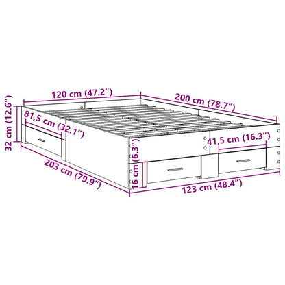 Rám Postele Se Zásuvkou Hnědá 120 X 200 Cm Kompozitní Dřevo