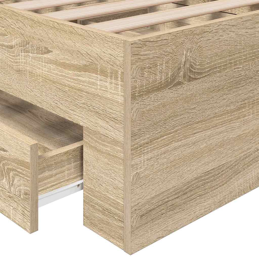 Rám Postele Se Zásuvkou Hnědá 90 X 190 Cm Kompozitní Dřevo