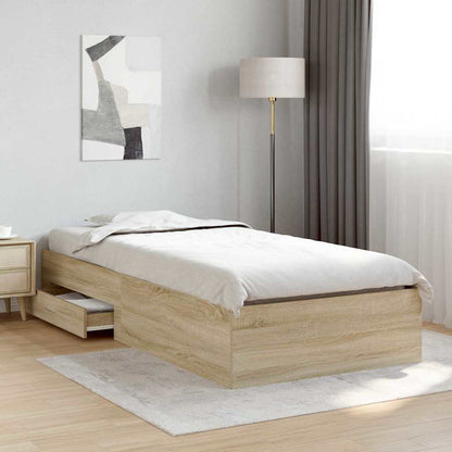 Rám Postele Se Zásuvkou Hnědá 90 X 190 Cm Kompozitní Dřevo