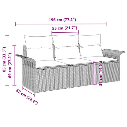 Set Pohovek 3 Ks 3-Počet Míst Černá Polyratan