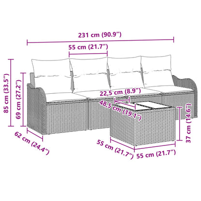 Sada Zahradních Pohovek 5 Ks Polyratan