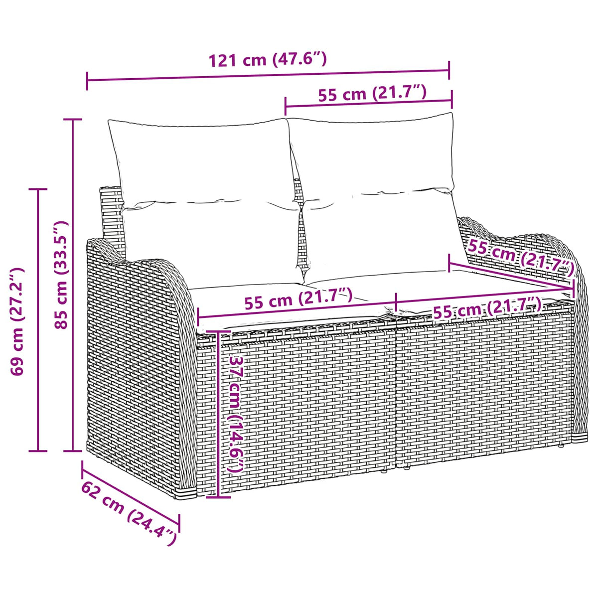 Sada Zahradních Pohovek 9 Ks 8-Počet Míst Polyratan