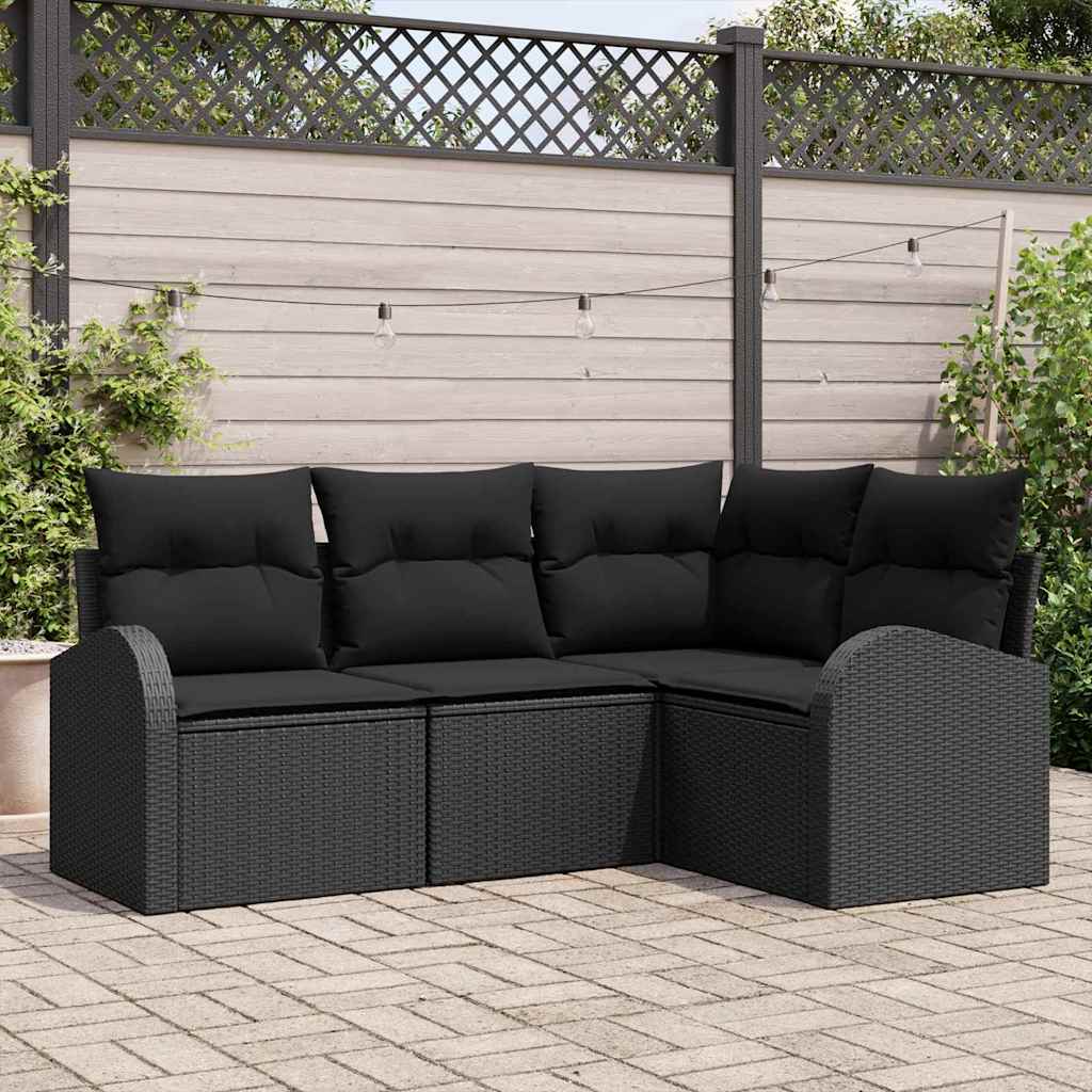 Sada Zahradních Pohovek 5 Ks Černá Polyratan