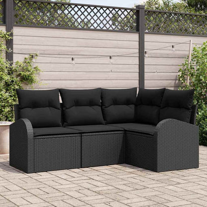 Sada Zahradních Pohovek 5 Ks Černá Polyratan