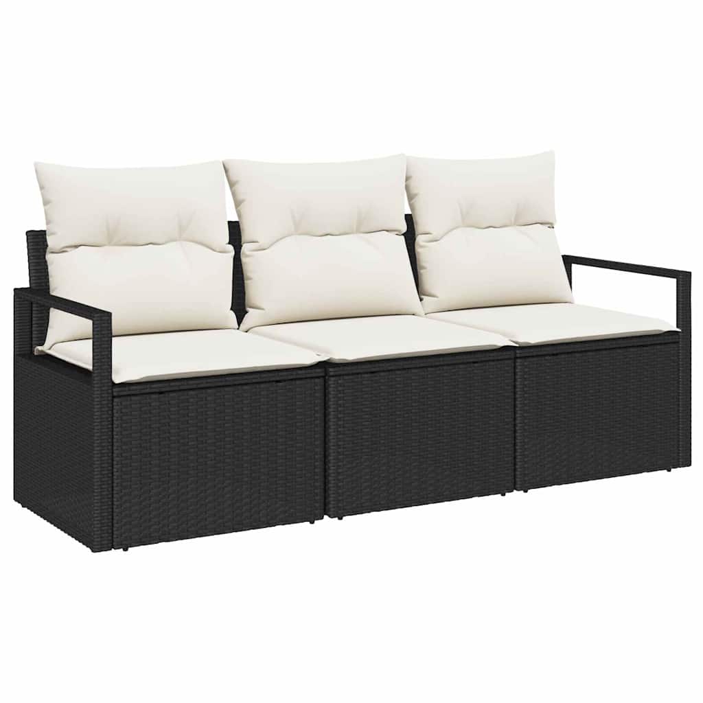 Set Pohovek 3 Ks Černá Polyratan