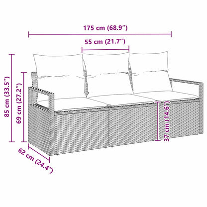 Set Pohovek 3 Ks Černá Polyratan