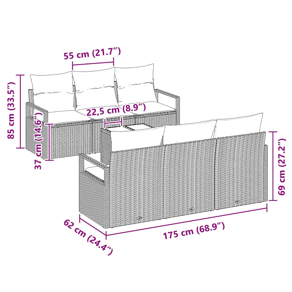 Set Pohovek 7 Ks 6-Počet Míst Polyratan