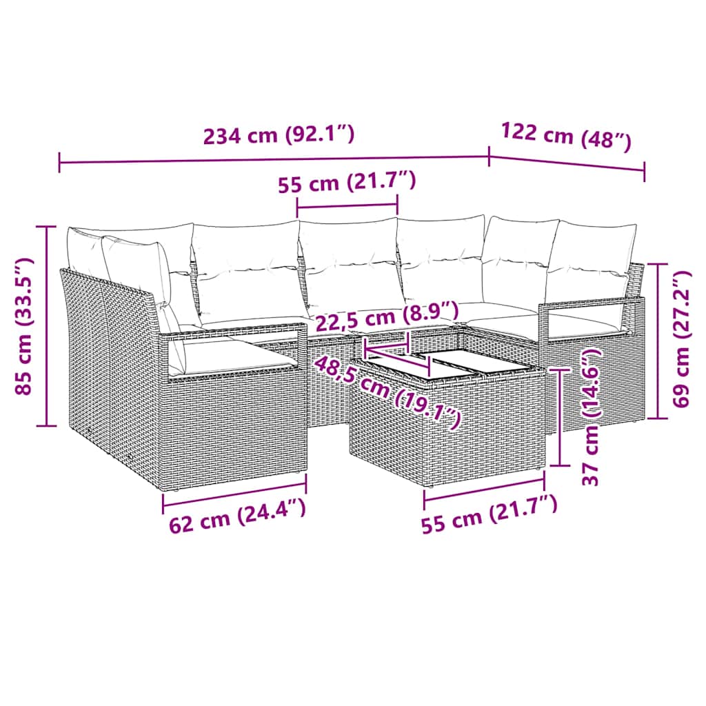 Set Pohovek 7 Ks 6-Počet Míst Polyratan