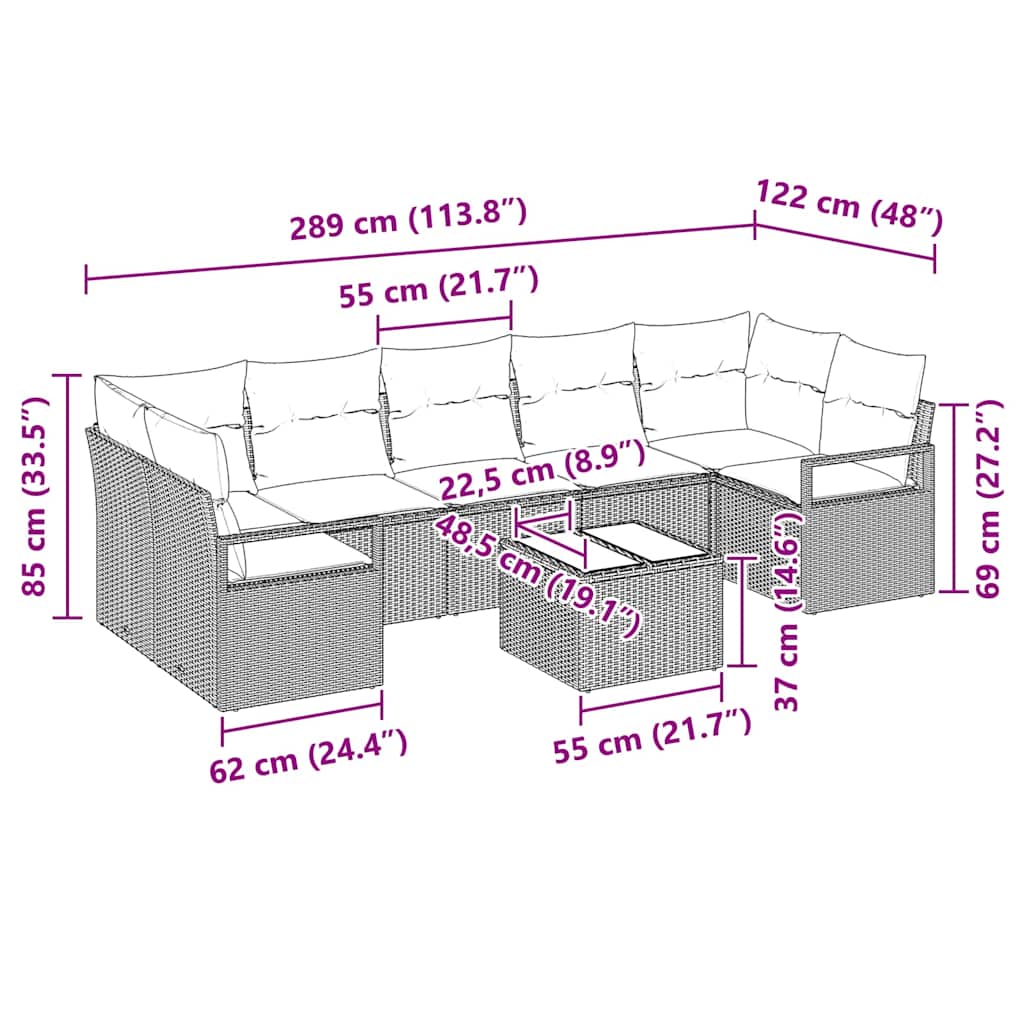 Set Pohovek 8 Ks 7-Počet Míst Polyratan