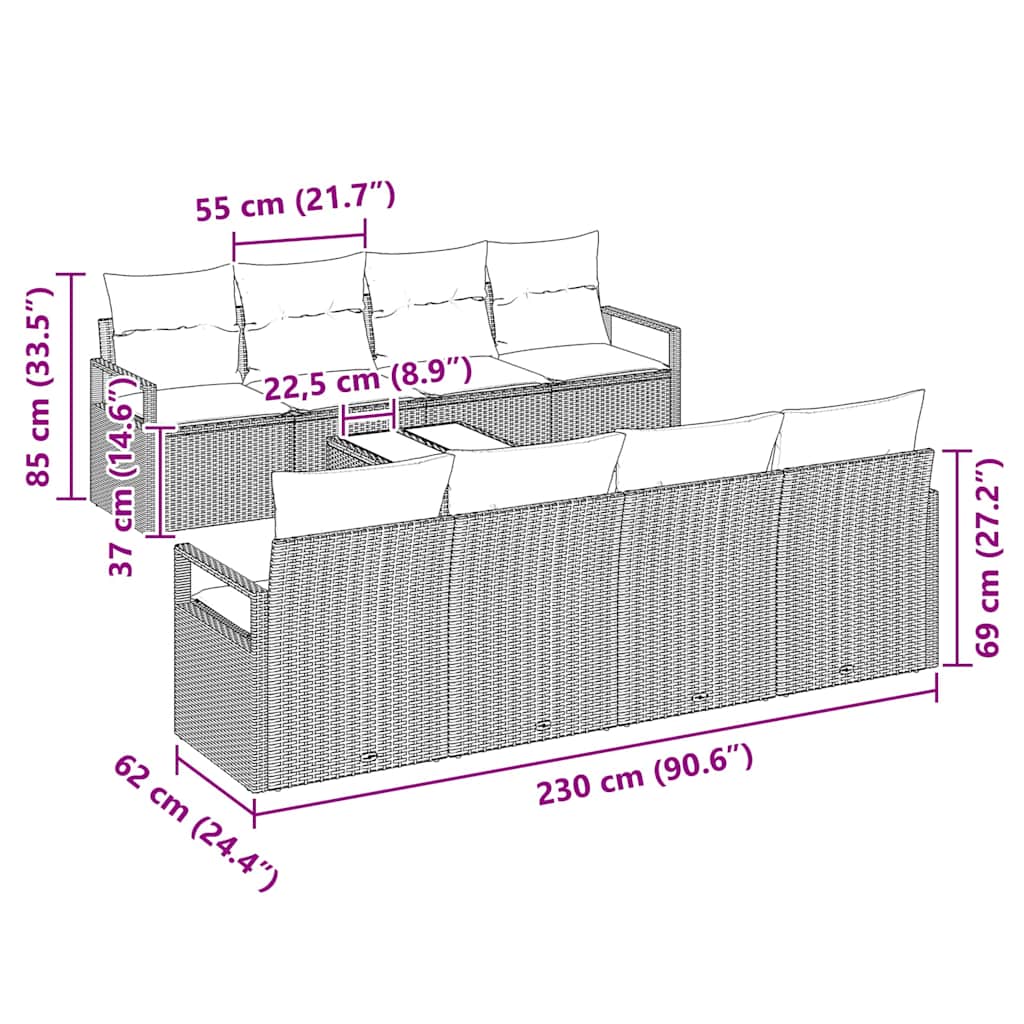 Set Pohovek 7 Ks 6-Počet Míst Polyratan