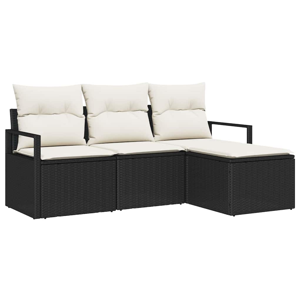 Set Pohovek 4 Ks Černá Polyratan