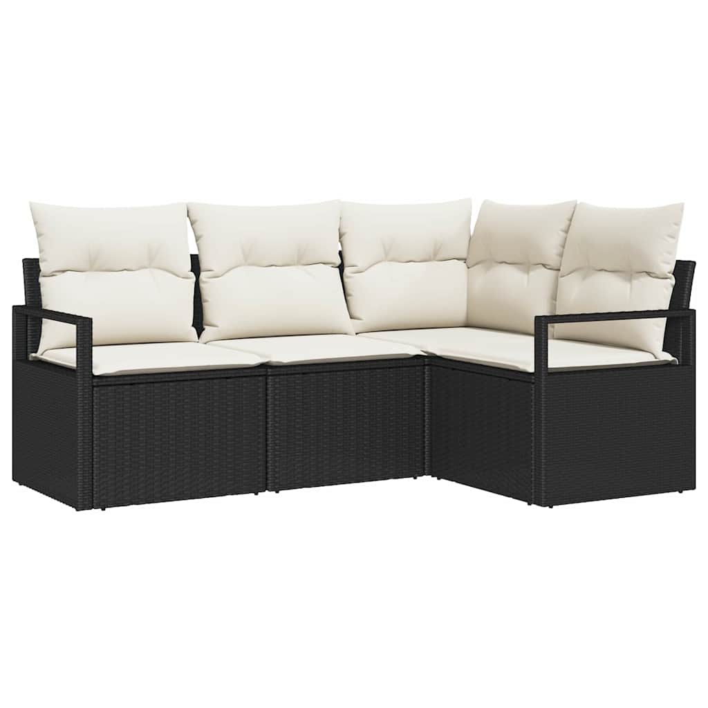 Set Pohovek 4 Ks Černá Polyratan