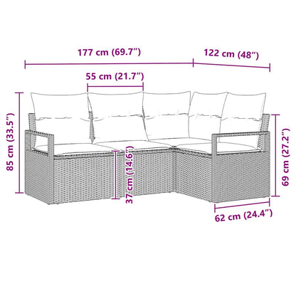 Set Pohovek 4 Ks Černá Polyratan