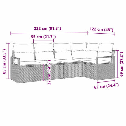 Set Pohovek 5 Ks Černá Polyratan