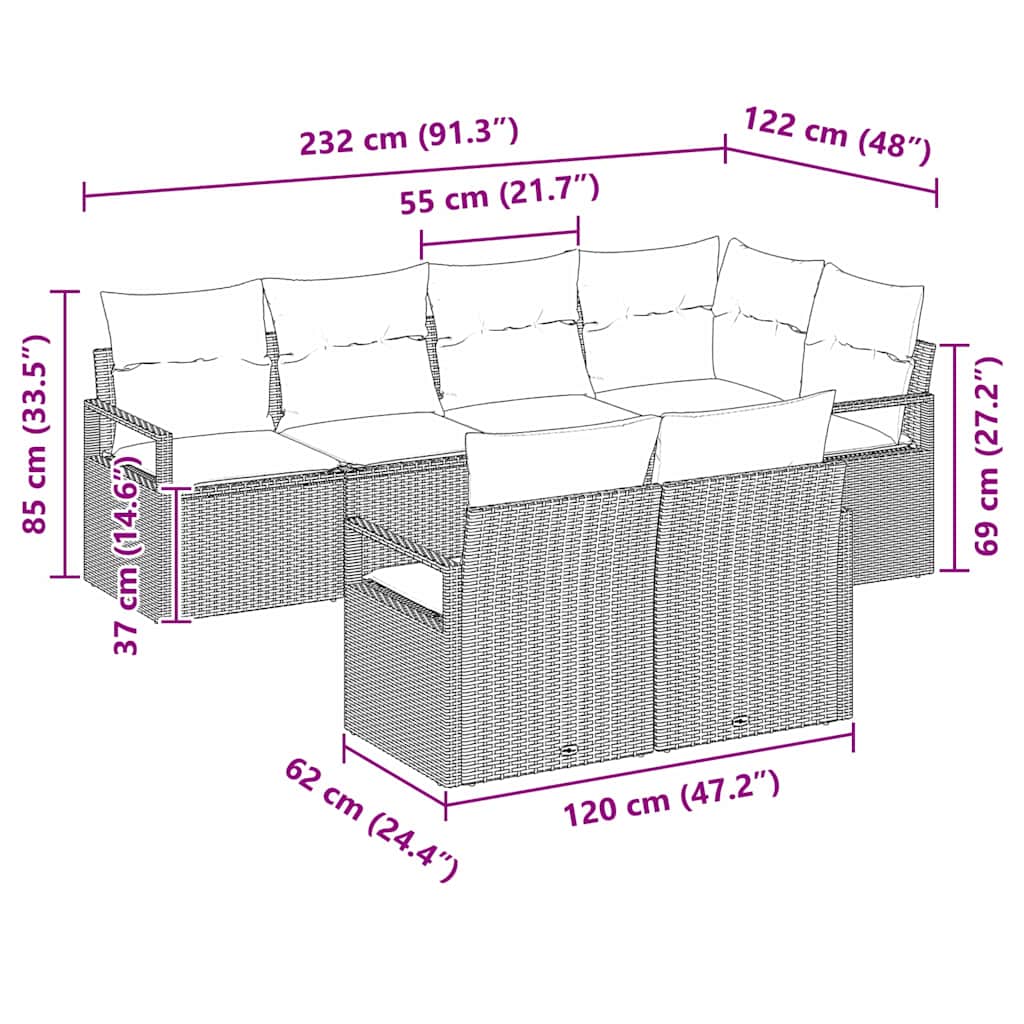 Set Pohovek 7 Ks Černá Polyratan