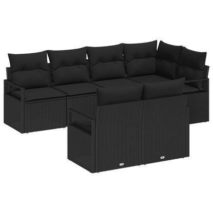 Set Pohovek 7 Ks Černá Polyratan
