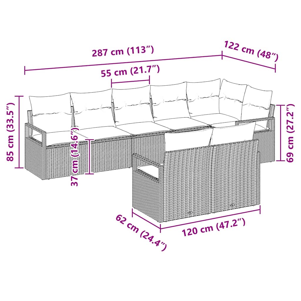 Set Pohovek 8 Ks Černá Polyratan