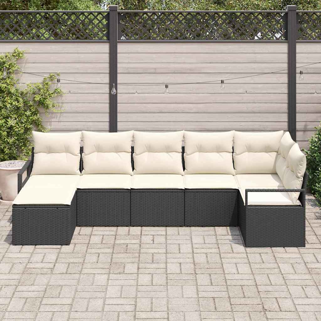 Set Pohovek 7 Ks Černá Polyratan