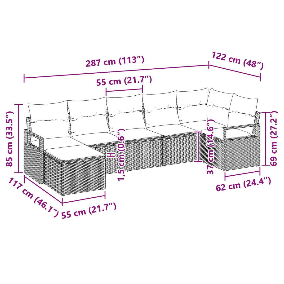 Set Pohovek 7 Ks Polyratan
