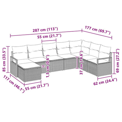 Set Pohovek 8 Ks Černá Polyratan