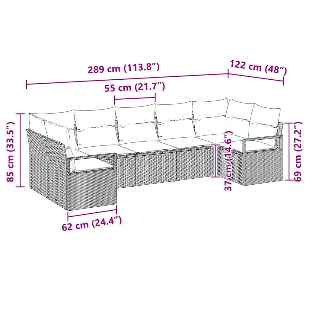 Set Pohovek 7 Ks Černá Polyratan