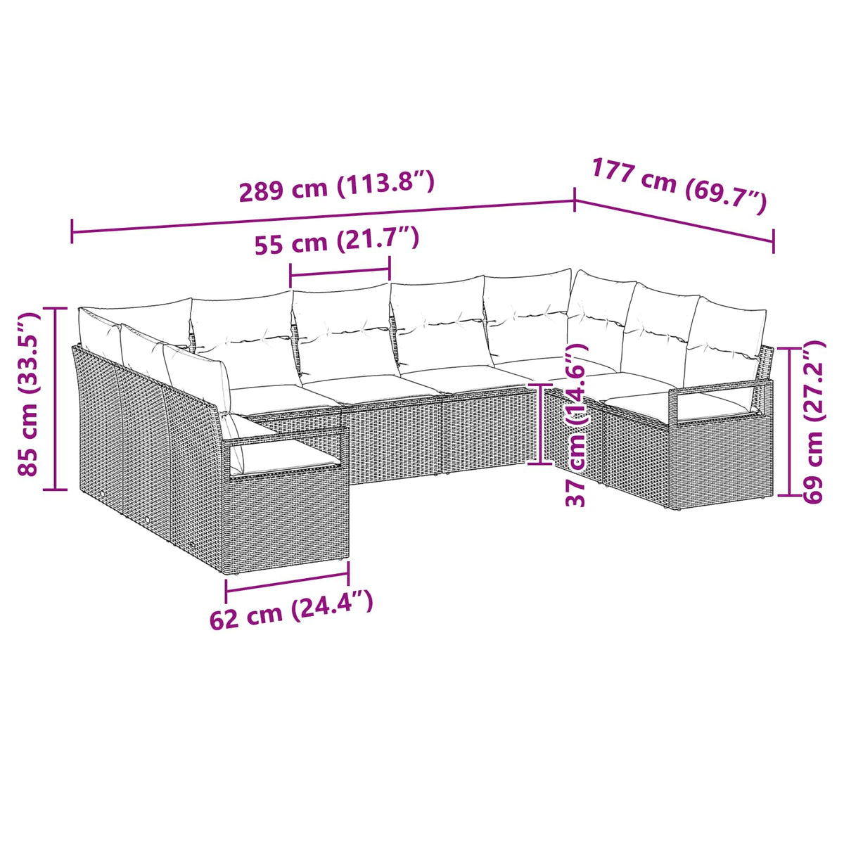 Set Pohovek 9 Ks Polyratan