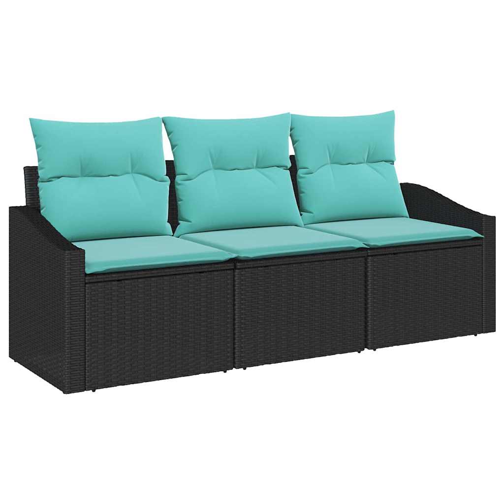 Set Pohovek 3 Ks Černá Polyratan