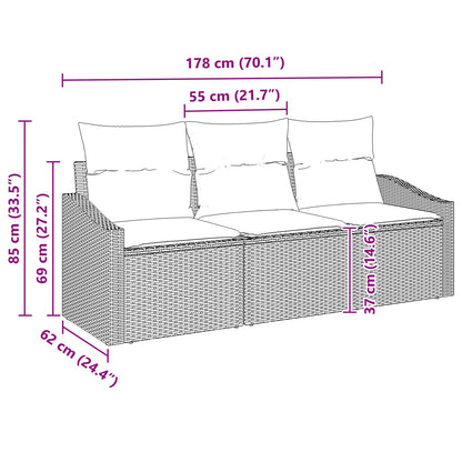 Set Pohovek 3 Ks Černá Polyratan