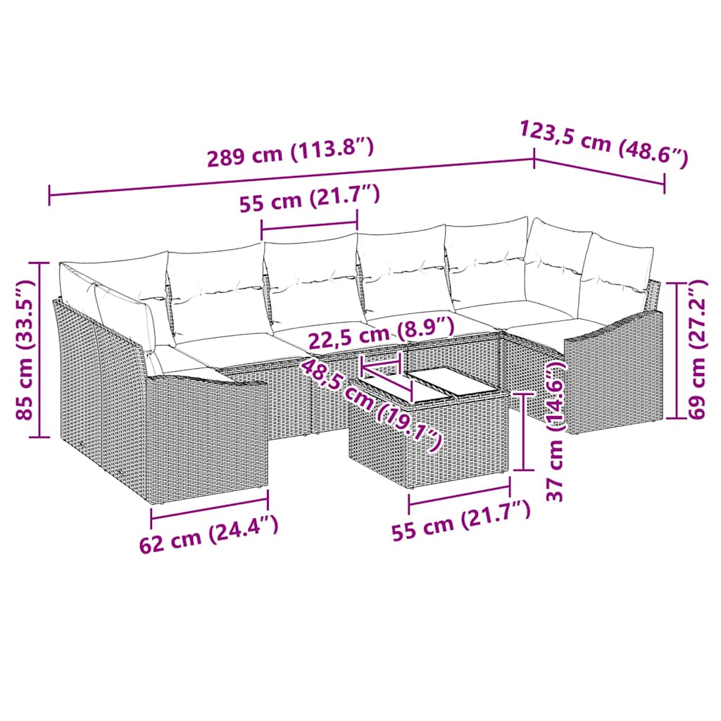 Set Pohovek 55 X 55 X 37 Cm Polyratan