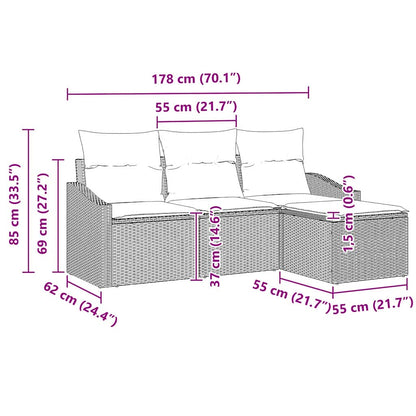 Set Pohovek 4 Ks Černá Polyratan
