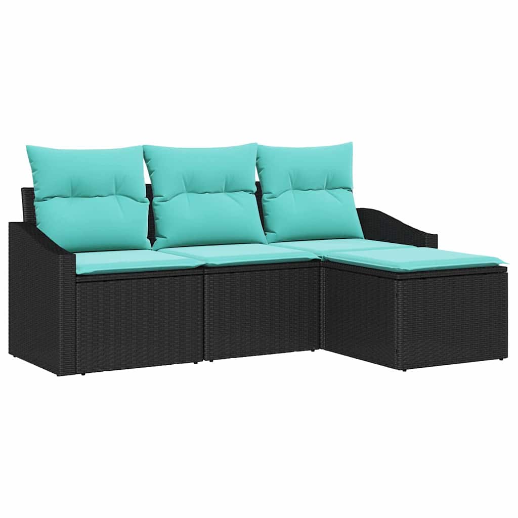Set Pohovek 4 Ks Černá Polyratan
