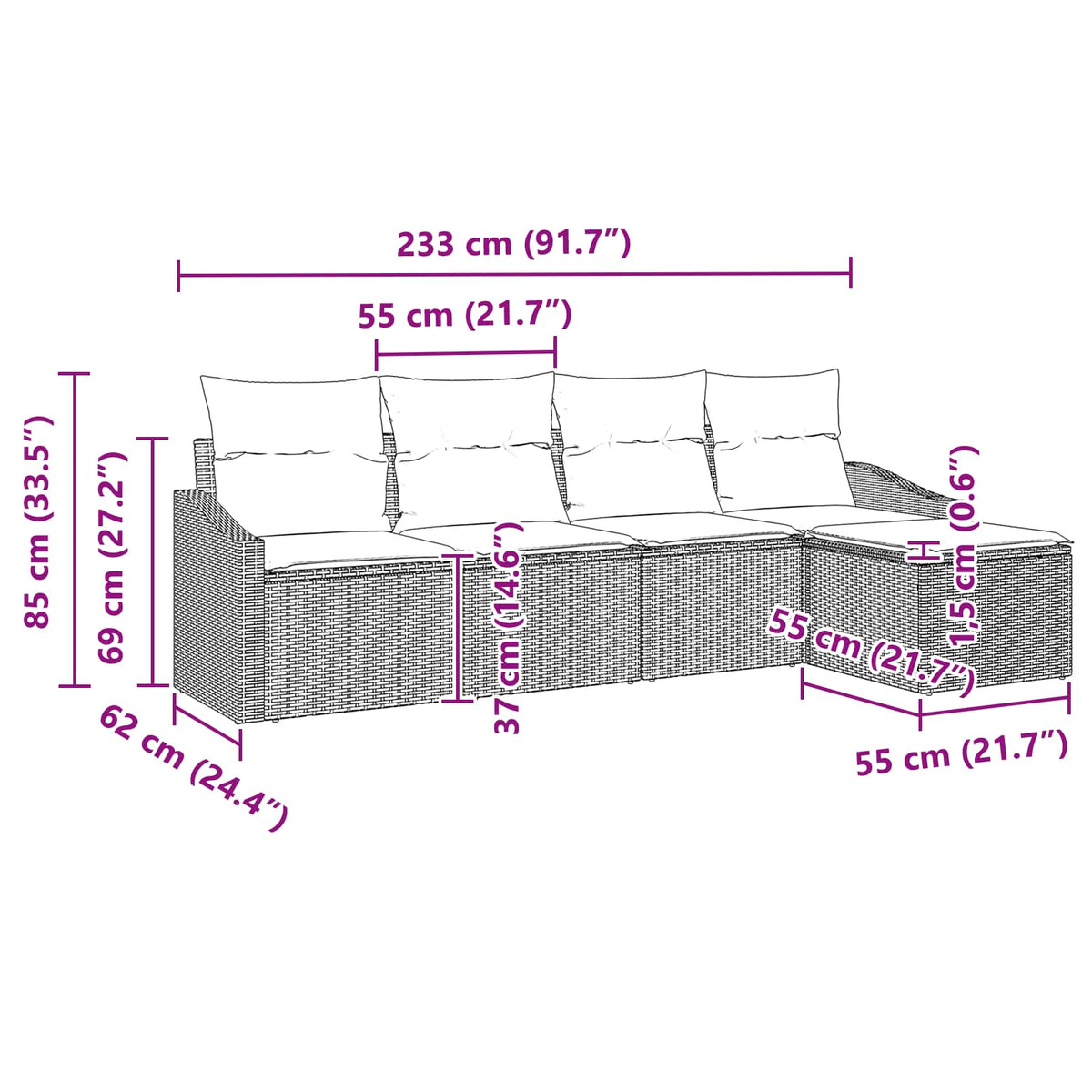 Set Pohovek 5 Ks Polyratan