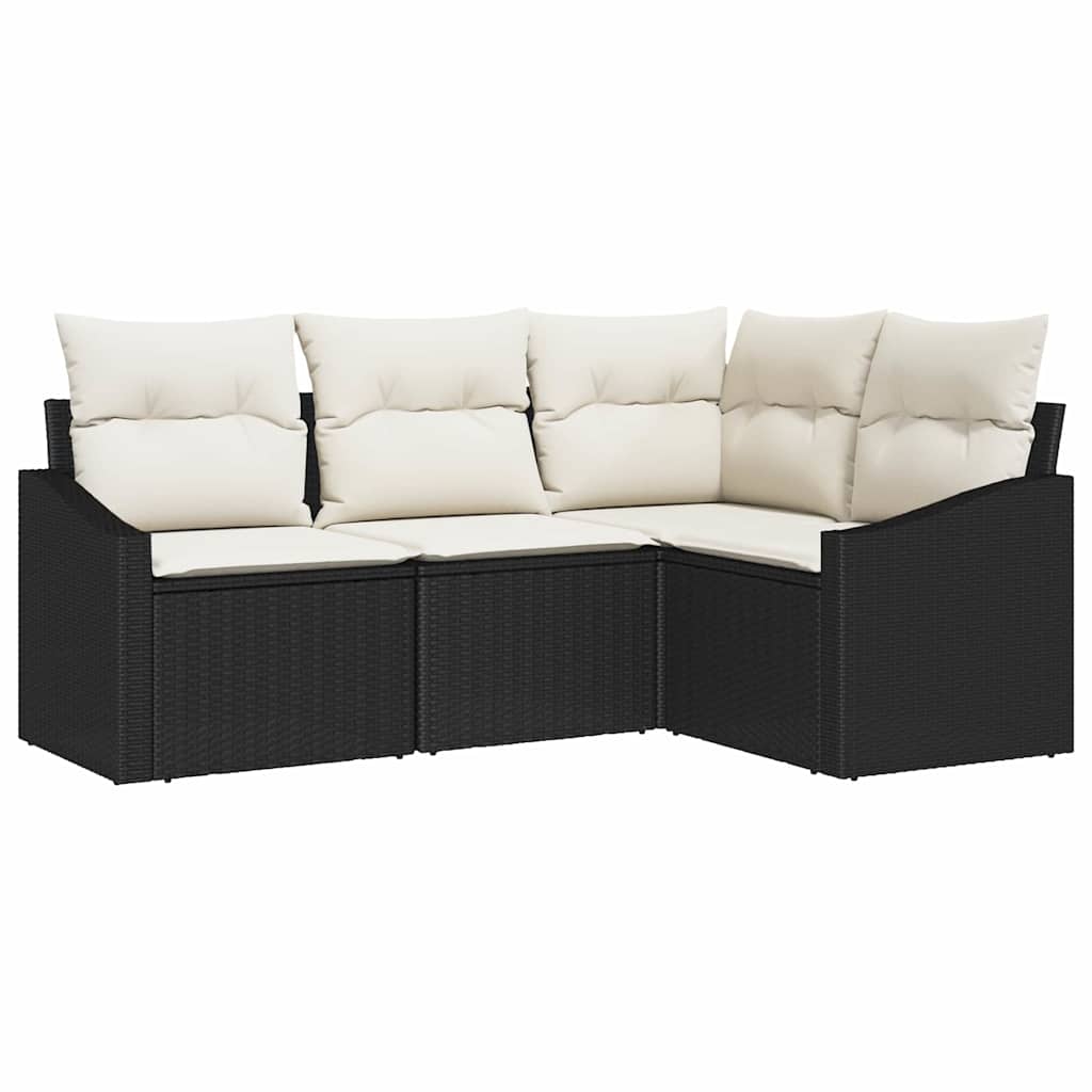Set Pohovek 4 Ks Černá Polyratan