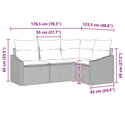 Set Pohovek 4 Ks Černá Polyratan