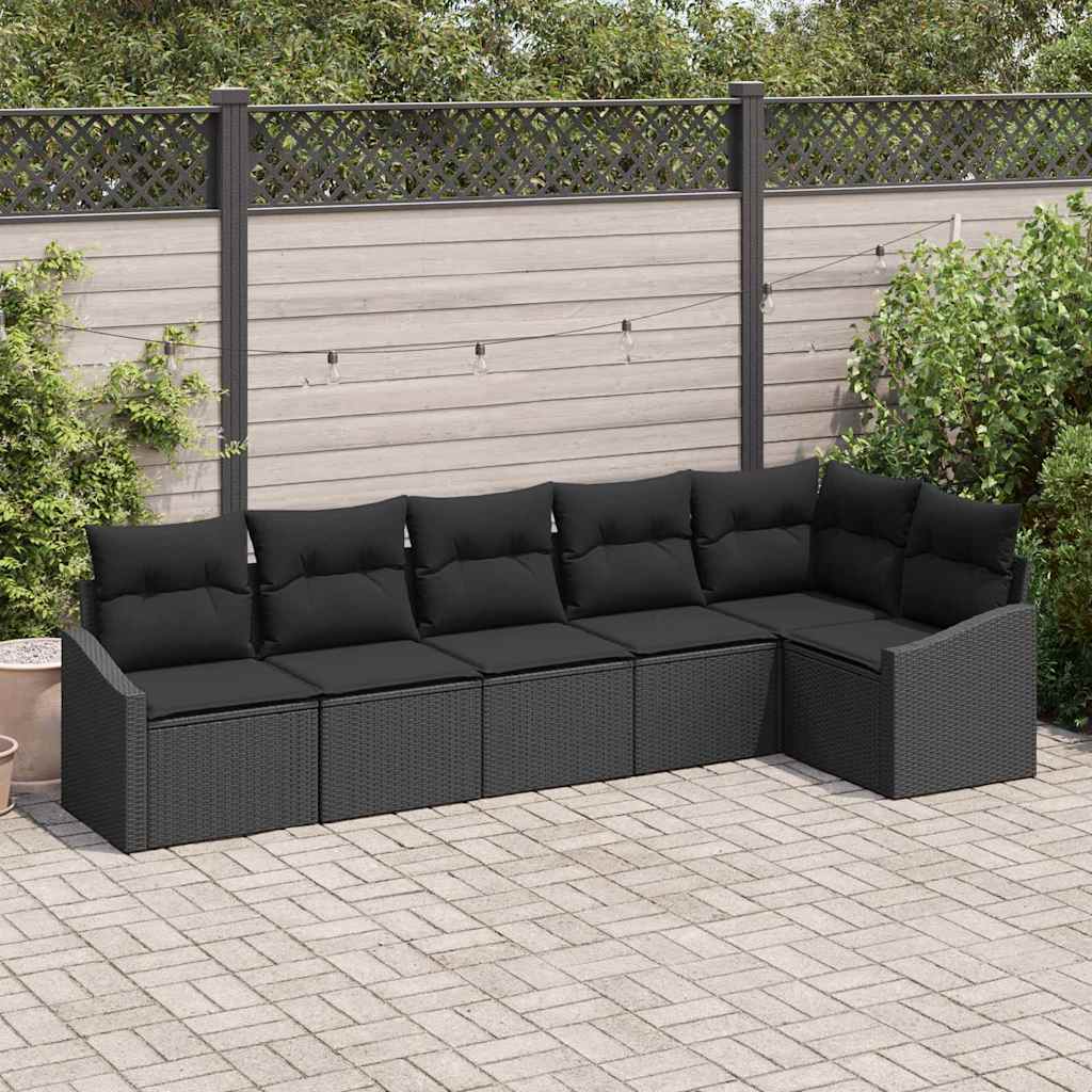 Set Pohovek 6 Ks Černá Polyratan
