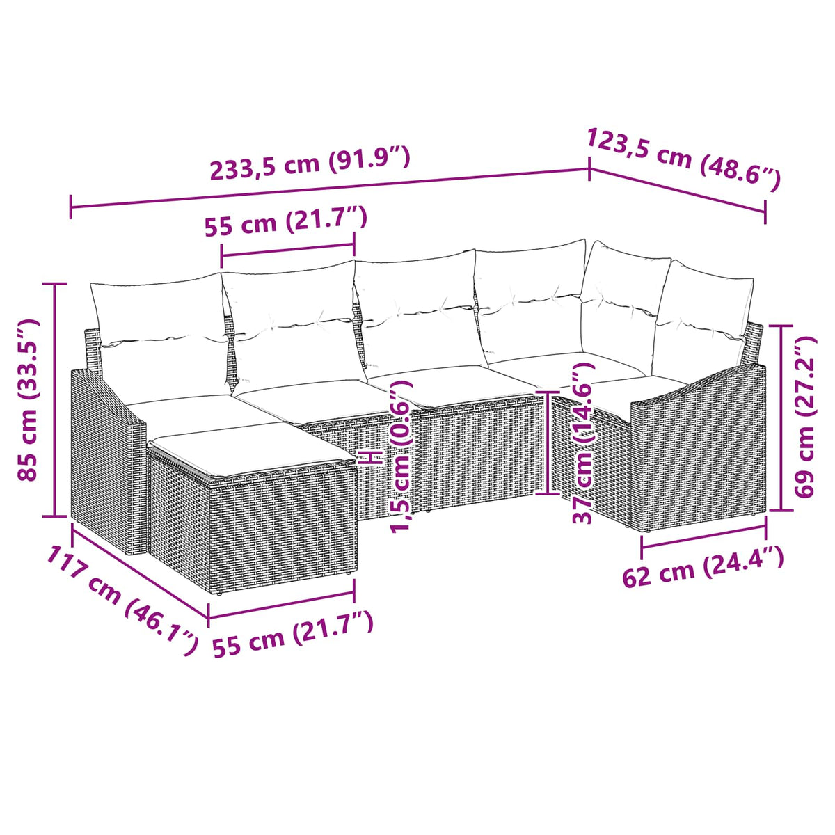 Set Pohovek 6 Ks Polyratan