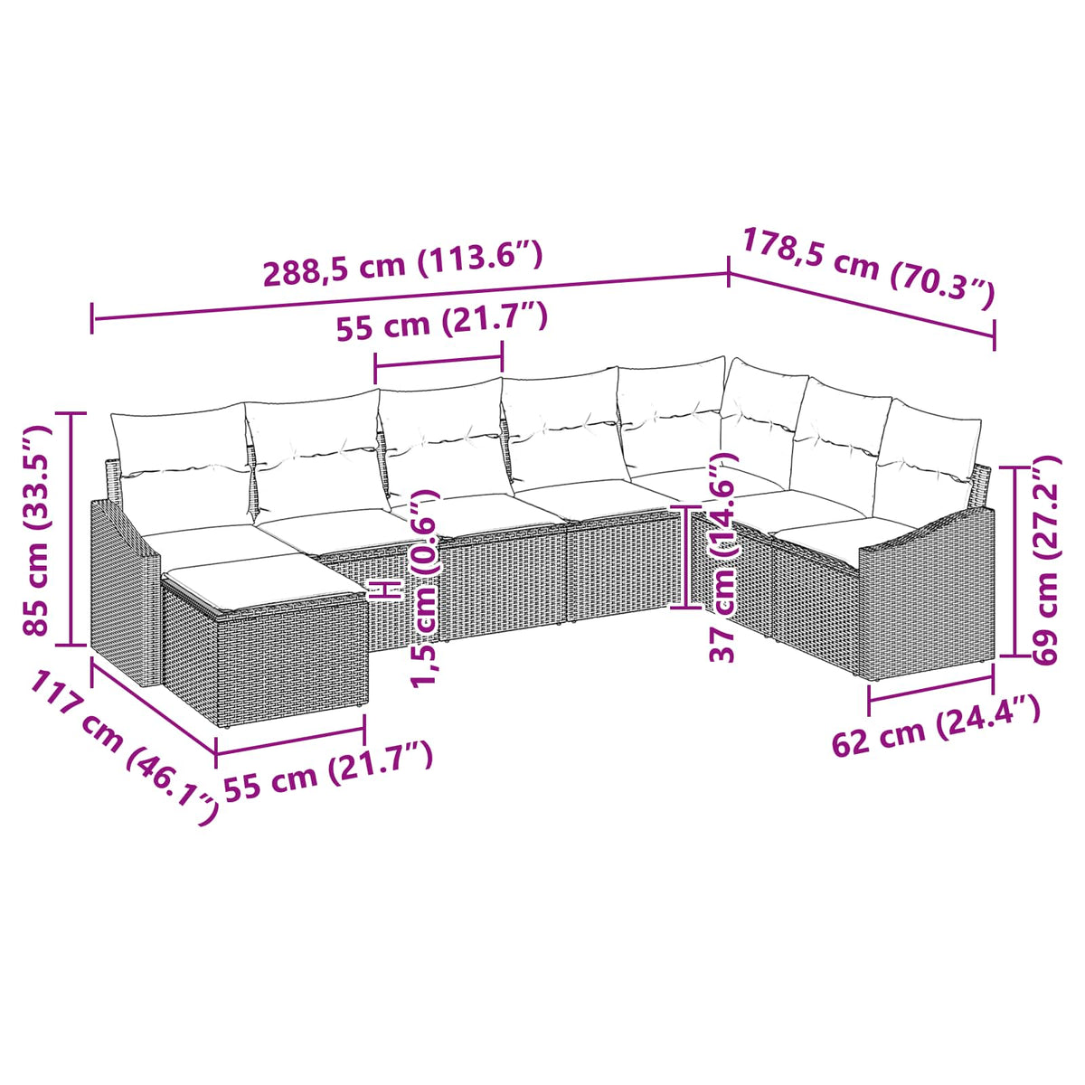 Set Pohovek 8 Ks Polyratan