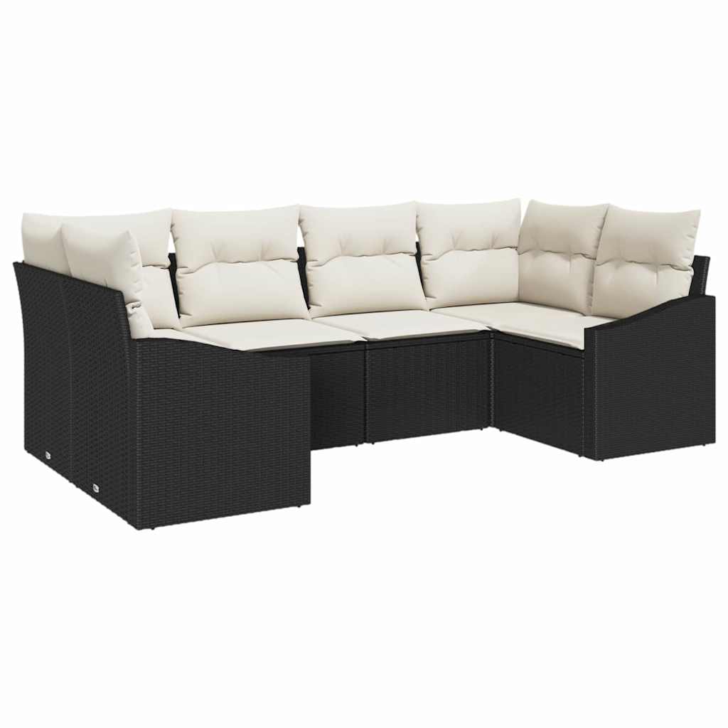 Set Pohovek 6 Ks Černá Polyratan