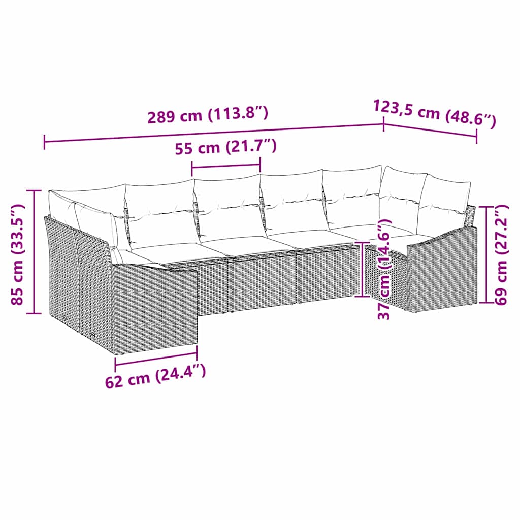 Set Pohovek 7 Ks Černá Polyratan