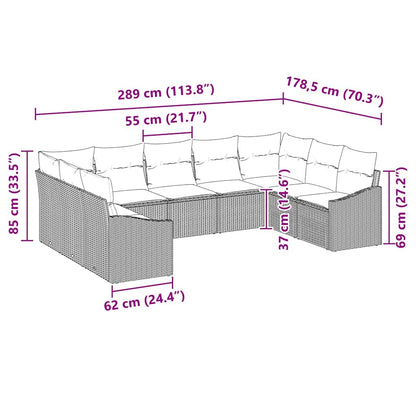 Set Pohovek 9 Ks Černá Polyratan