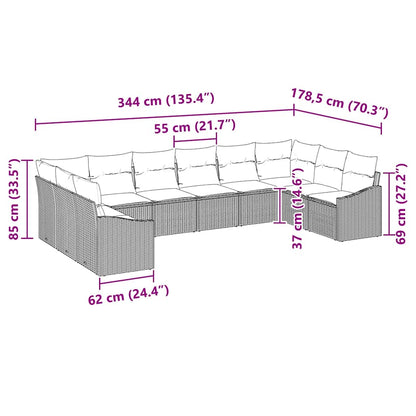 Set Pohovek 10 Ks Černá Polyratan
