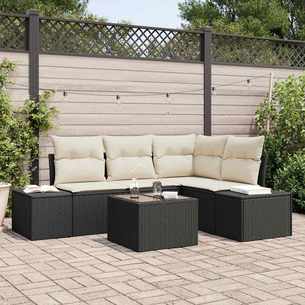 Sada Zahradních Pohovek 5 Ks Černá Polyratan