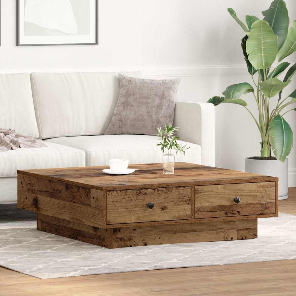 Konferenční Stolek Staré Dřevo 90 X 90 X 28 Cm Kompozitní Dřevo