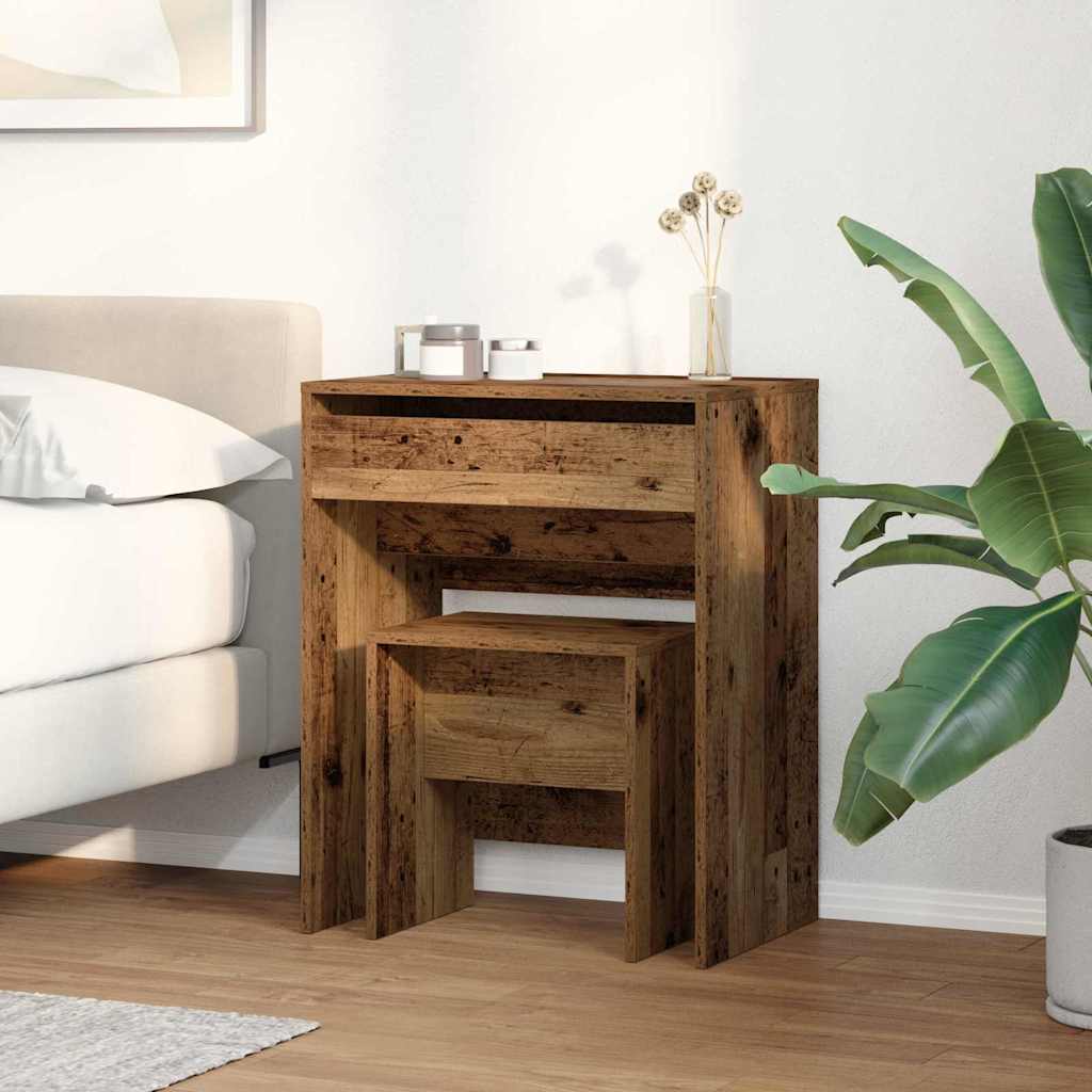 Zrcadlový Stolík 2 Pcs Staré Dřevo 60 X 40 X 75 Cm